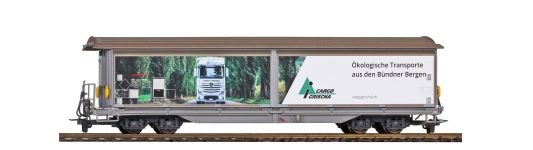BEMO 2288158 - H0m - Schiebewandwagen Haik qq-y 5168 Cargo Grischa, RhB, Ep. VI